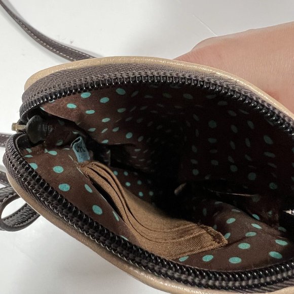 Chala Handbags Cell Phone Crossbody Purse Butterfly And Flowers, Leather Tan - Picture 6 of 6